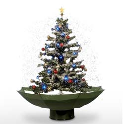 1,75 m hoher schneiender Christbaum! Schneiender Weihnachtsbaum spielt Musik und wird mit Dekoration geliefert.
