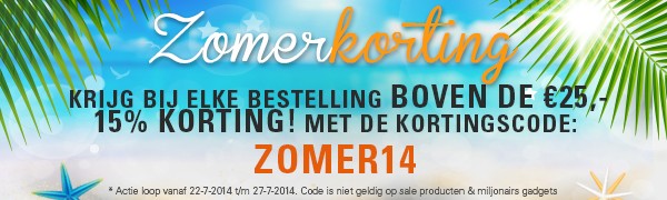 Zomeraanbieding 15% korting boven €25