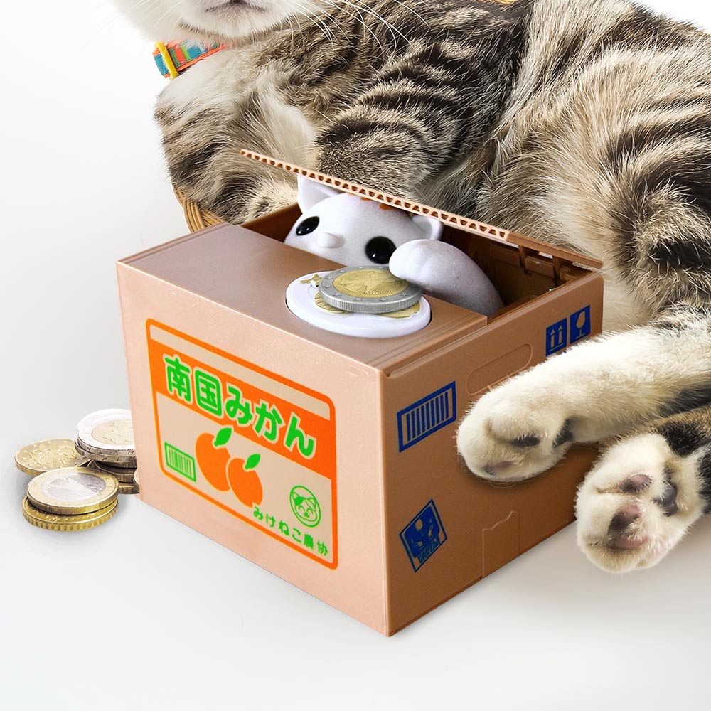 Kitty Bank Spaarplezier met Geluid 11,5x12x10 cm Geld Spaarpot Educatieve Spaarbox voor Kinderen