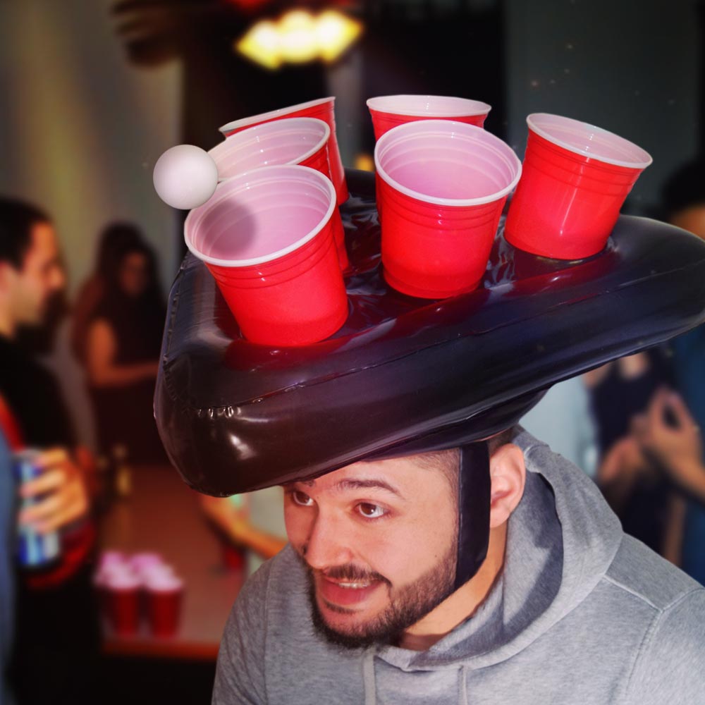 Beer Pong Hat Mobiel spelplezier Verstelbaar Rood Feesthoed Draagbare beer pong hoeden voor feestjes en partijen