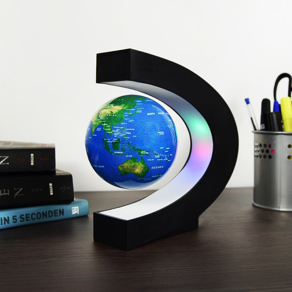 Zwevende Wereldbol C Vorm ø 8,5 cm Origineel met LED Verlichting Magnetische Zwevende Wereldbol