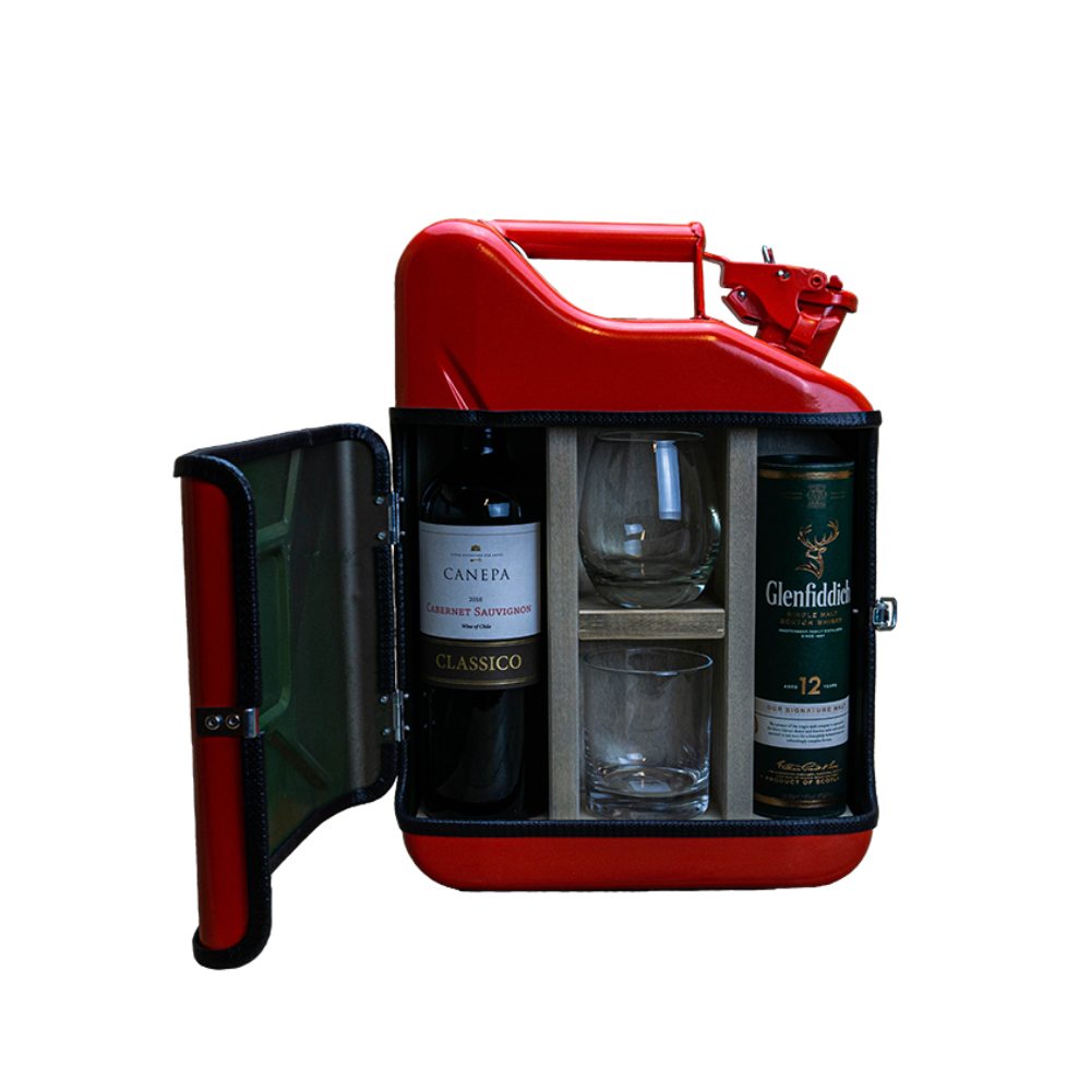 His Hers Giftset Rood Stijlvolle jerrycan Uniek cadeau voor koppels Geschenkset voor hem en haar