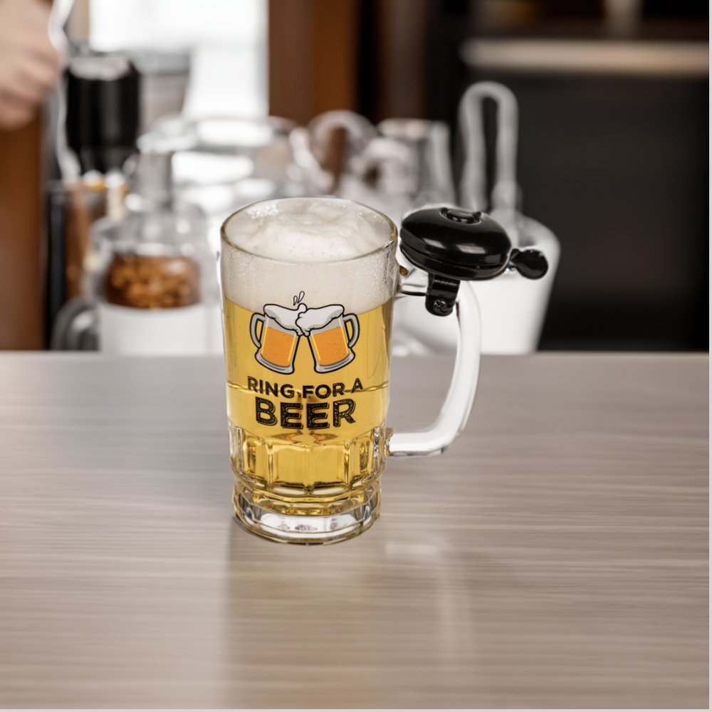 Bierglas met Bel 500 ml Inhoud Stijlvol Bieraccessoire Perfect voor Feesten en Gelegenheden Transparant Glas Bierglas met Bel voor Extra Plezier en Vermaak