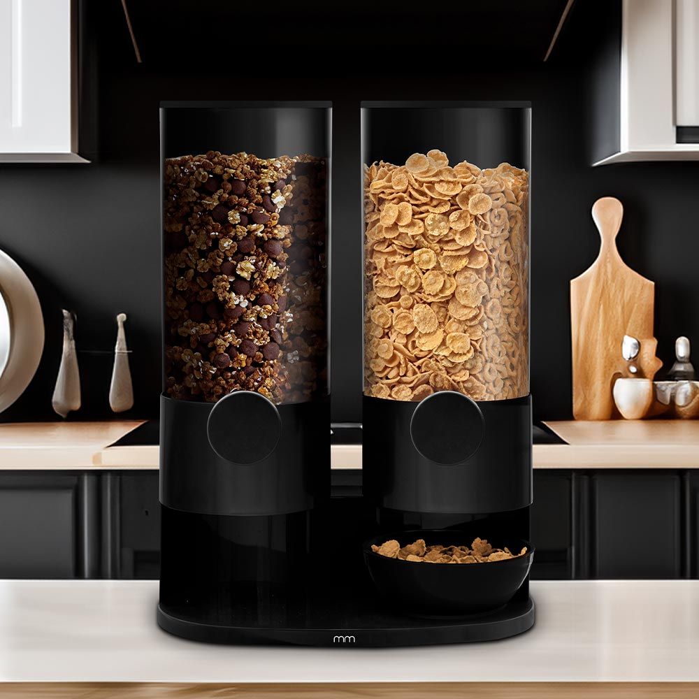 Cereal Dispenser Makkelijk je schaal vullen Zwart 27,5 x 16 x 38,5 Keuken accessoire Cornflakes dispenser