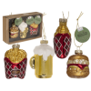 Glazen kerstballen fastfood set van 3