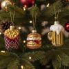 Glazen kerstballen fastfood set - Burger, Frietjes & Bierglas