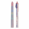 Rainbow drip kaarsen set van 2 op witte achtergrond met roze en witte kaars