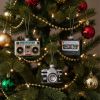 glazen kerstballen in 3 variaties - Cassette, Camera & Recorder