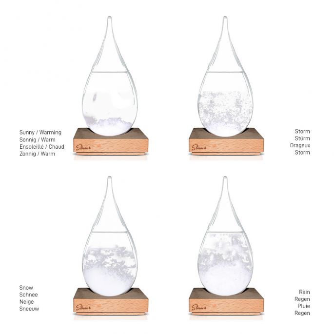 Stormglas Small en Large - Mysterieuze Weervoorspeller - ø 8 x 11 cm & ø 10 x 23 cm Transparant - Weerglas - Authentieke Meteorologische Decoratie