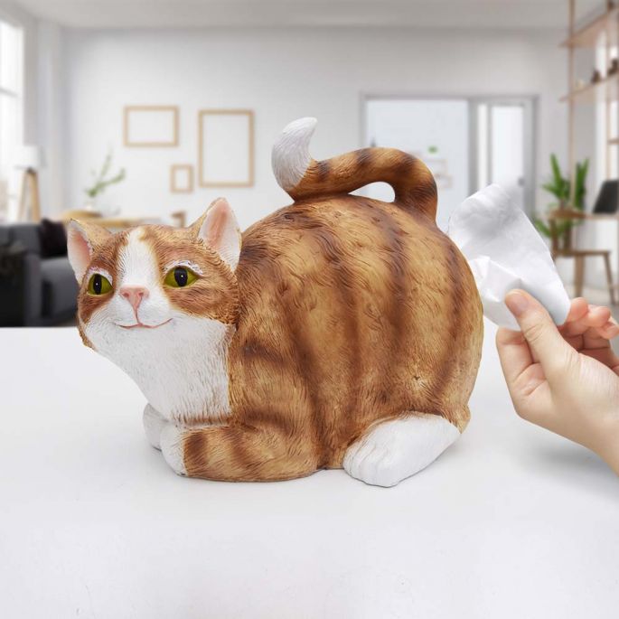 Tissuehouder Kat - Handgeschilderde Tissuebox - Geschikt voor 12,3 cm Tissuedoos - Tissuebox Kat