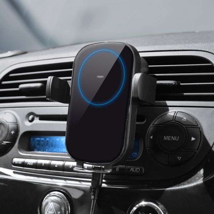 Telefoonhouder Auto - Draadloze Oplader Met Sensor - 15W - Snellader - Met Zuignap en Knijper - Automatisch Open en Dicht - Smartphone Houder Auto