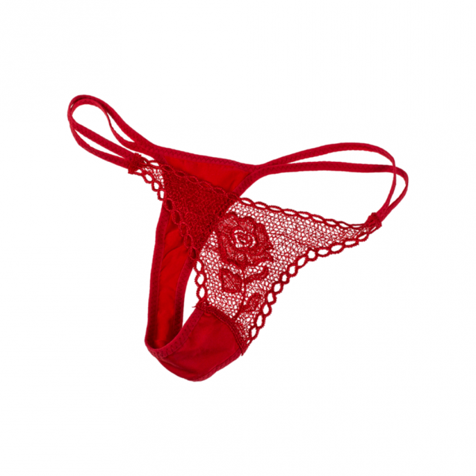 Een ondeugend cadeau onder een bloemige verrassing - rode G-string voor extra pit - Één maat string - Rose with red G-string - 