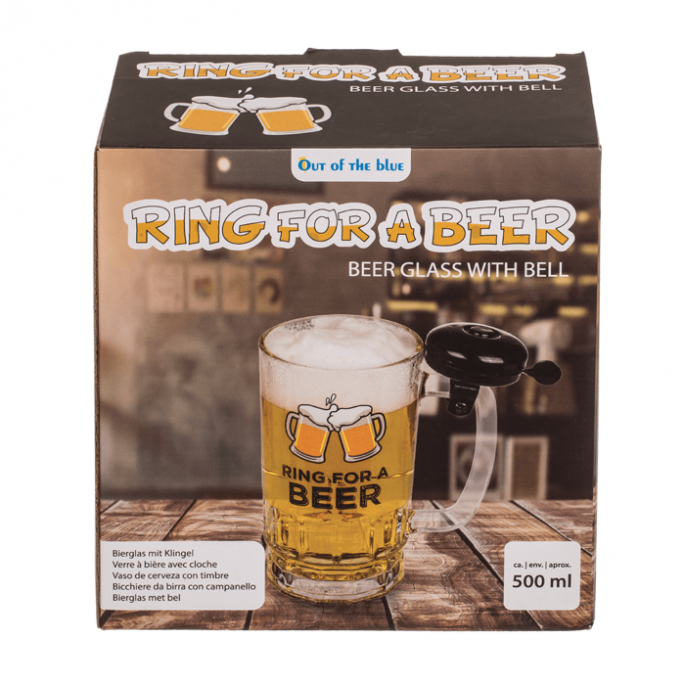 Bierglas met Bel - 500 ml Inhoud - Stijlvol Bieraccessoire - Perfect voor Feesten en Gelegenheden - Transparant Glas - Bierglas met Bel voor Extra Plezier en Vermaak