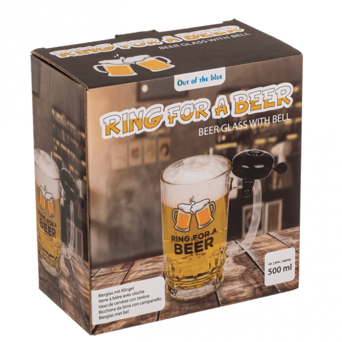 Bier glas met bel - Inhoud glas 500 ml - Bieraccessoire - Beer glass with bell