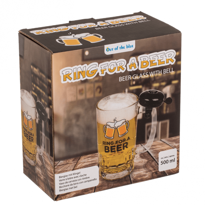 Bierglas met Bel - 500 ml Inhoud - Stijlvol Bieraccessoire - Perfect voor Feesten en Gelegenheden - Transparant Glas - Bierglas met Bel voor Extra Plezier en Vermaak