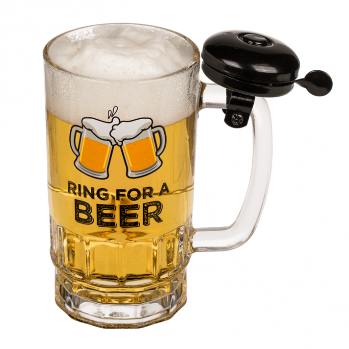 Bier glas met bel - Inhoud glas 500 ml - Bieraccessoire - Beer glass with bell