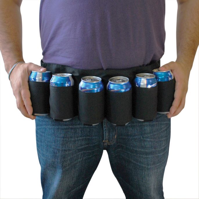 Beer Belt - Verstelbare Bier Riem - Geschikt voor 6 Blikjes - Ideaal voor Carnaval - One Size Fits All -  Bier Blikjeshouder