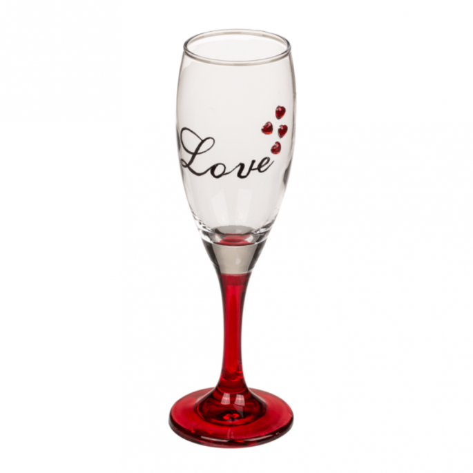 Feestelijke champagne glazen met hartvormige details: perfect voor romantische gelegenheden.
