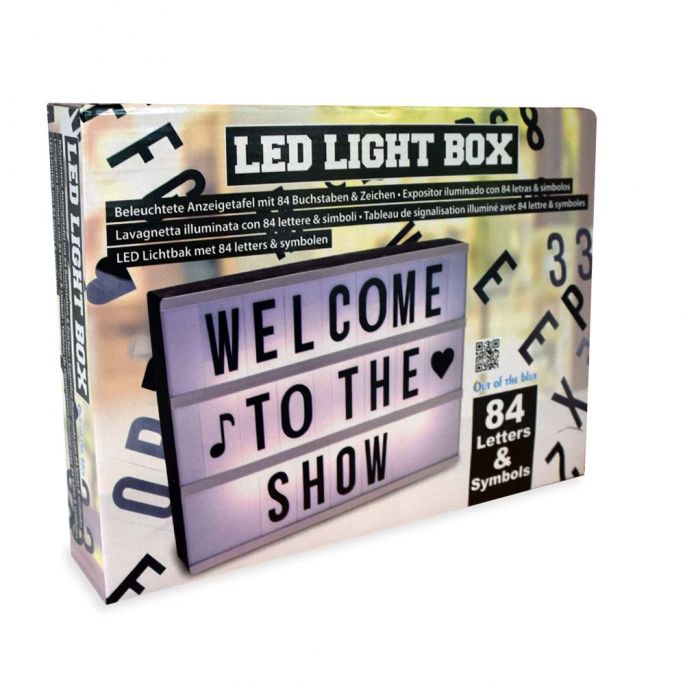 Cinema LightBox - A4 - Letterbord met Licht - Incl. 84 Letters en Symbolen - Letterbak