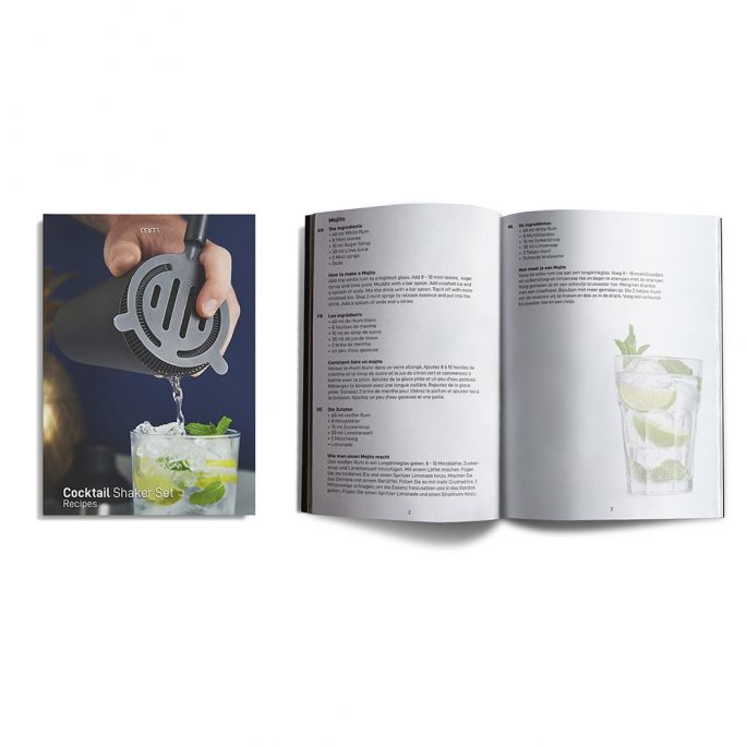 Cocktail Shaker Set - 8 Delige Set - 700ml - Luxe Cadeauverpakking - Mat Zwarte Afwerking - Incl. Receptenboek - Cocktail Set