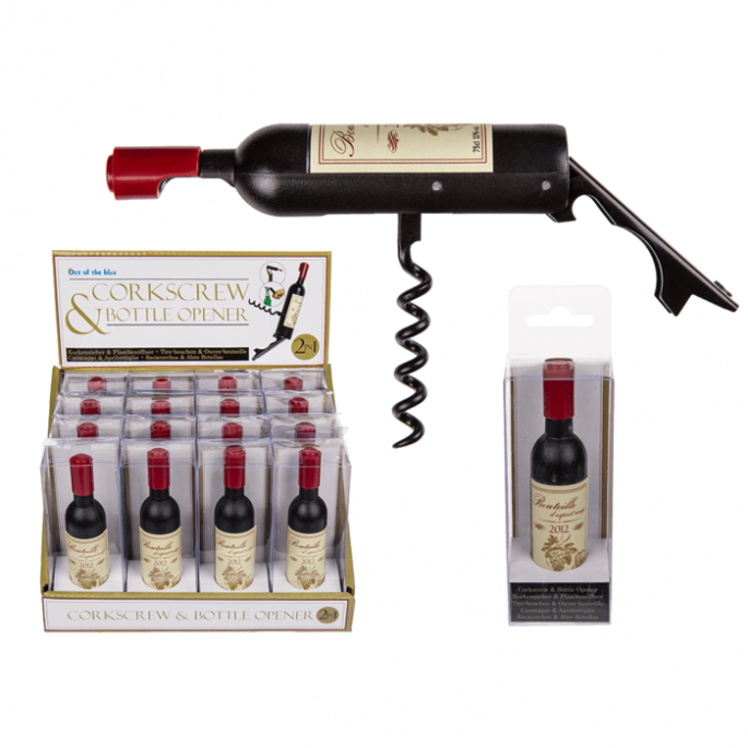 Corkscrew & Bottle opener, Wine Bottle