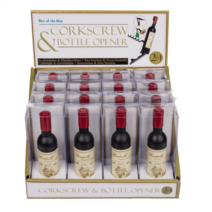 Kurkentrekker & Flesopener, Wijnfles - Twee Tools - Wijnflesopener - Corkscrew & Bottle opener, Wine Bottle