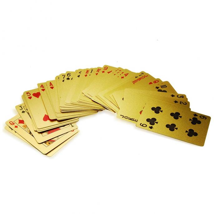 Gouden Luxe Speelkaarten - Incl. Houten Bewaardoos - Complete Set Waterproof met 54 Kaarten - Gold Playing Cards