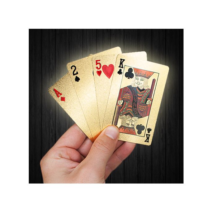 Gouden Luxe Speelkaarten - Incl. Houten Bewaardoos - Complete Set Waterproof met 54 Kaarten - Gold Playing Cards