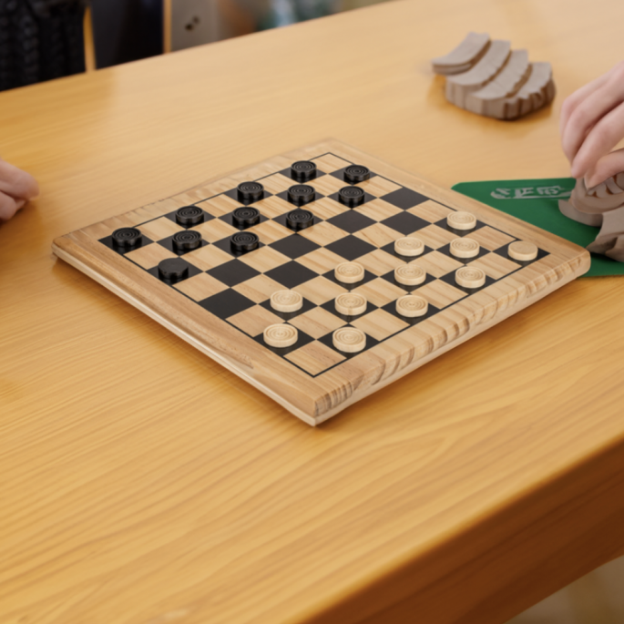 Houten damspel - klassiek spel