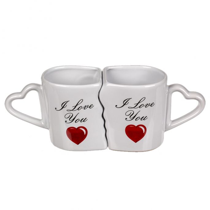 I Love You Double Mok - Romantisch Koffiegenot - Hartvormige Oren & Liefdevol Design - Liefdesmok - Perfecte Valentijnscadeau Dubbele Mok