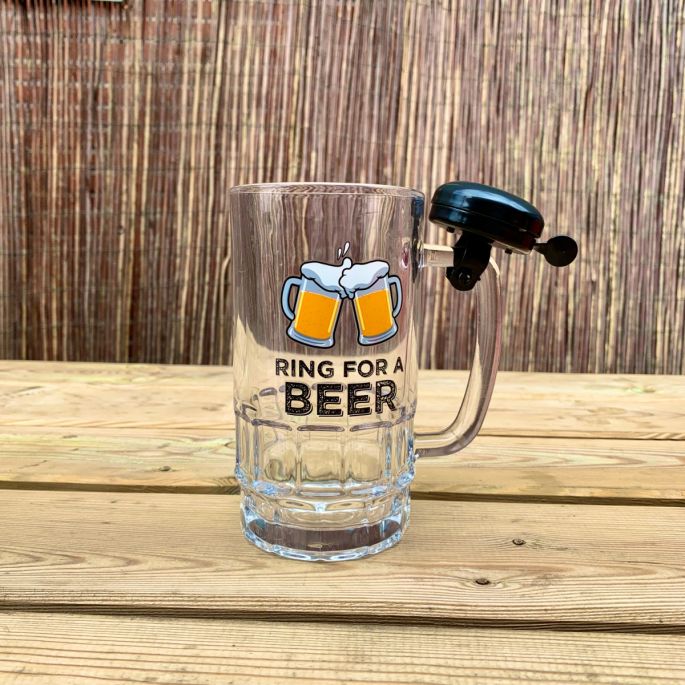 Bier glas met bel - Inhoud glas 500 ml - Bieraccessoire - Beer glass with bell