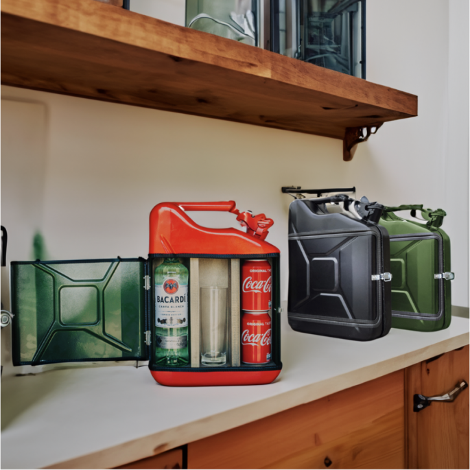 Jerrycan 10L 'Bacardi' giftset groen, rood en zwart - drank cadeau man - excl. drank