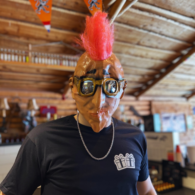 Masker Man met Zonnebril en Hanekam - Punk Stijl