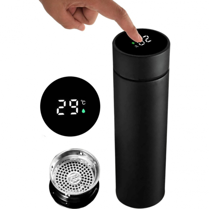 Zwarte Thermosfles met Graden Display