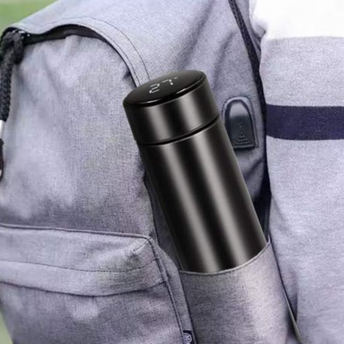 Zwarte Thermosfles met Graden Display