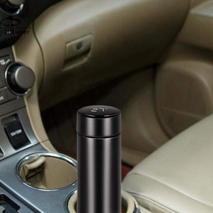 Voor onderweg - Zwarte Thermosfles met Graden Display