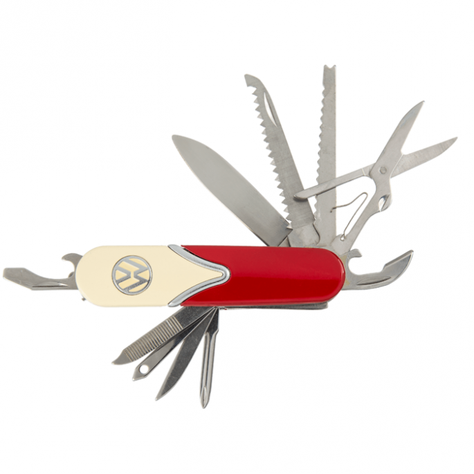 Metalen zakmes, Volkswagen Style - 10 verschillende functies - compact formaat - Metal pocket knife, VW Style