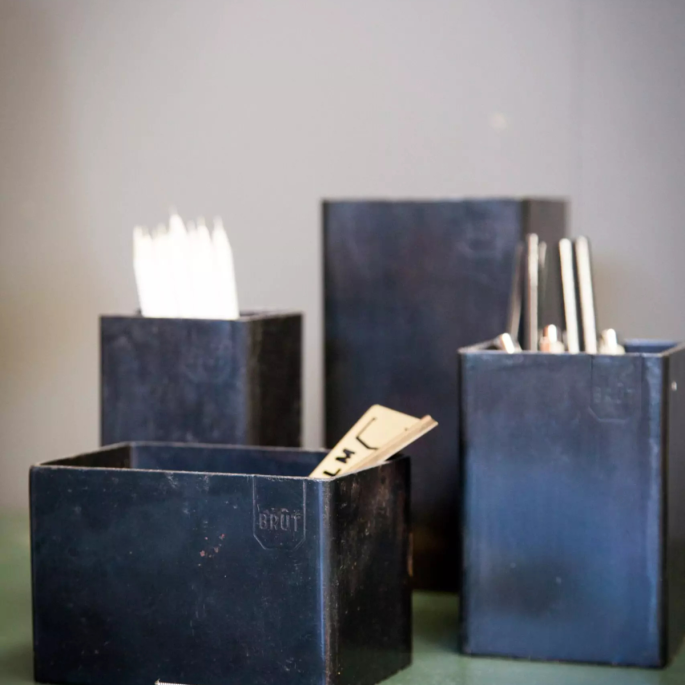 Metalen opbergbakjes - set à 2 stuks (S & L)
