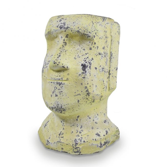 Moai Paaseiland Bloempot - 30 cm - Betonnen Plantenhouder - Crème Kleur - Cultuurrijk Tuinaccent