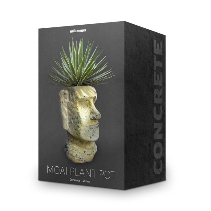 Moai Paaseiland Bloempot - 30 cm - Betonnen Plantenhouder - Crème Kleur - Cultuurrijk Tuinaccent