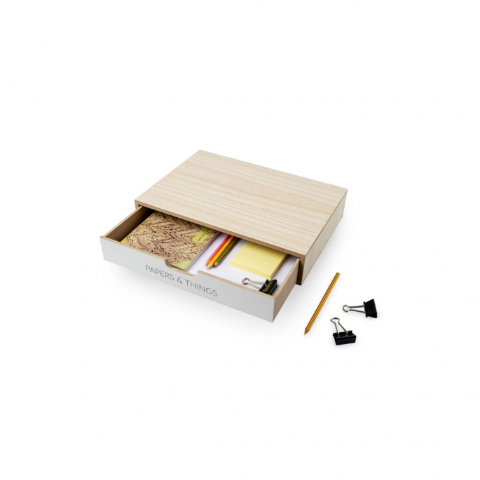 Monitor stand Nordic drawer white