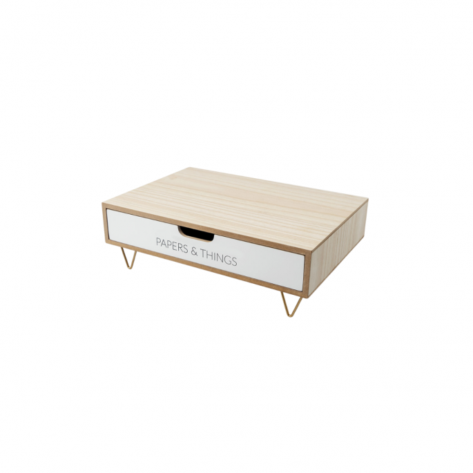 Monitor stand Nordic drawer white