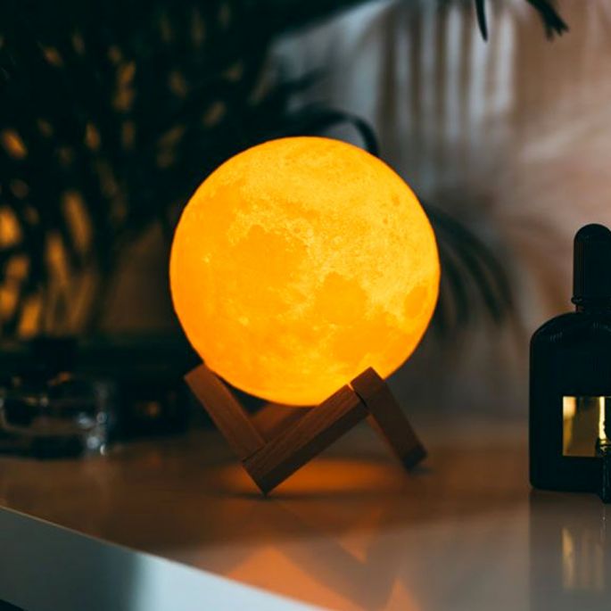 Maanlamp - 3D print - 3 Verschillende Kleurstanden - Nachtlamp - Moon Lamp