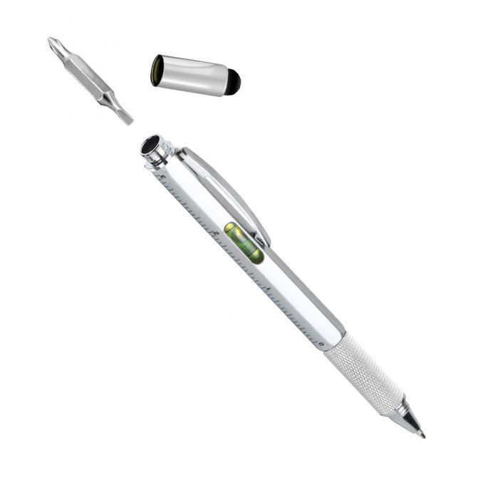 6-in-1 Multitool Pen - Liniaal - Waterpas - Kruiskop en Plattekop Schroevendraaier - Gereedschapspen - Handy Pen