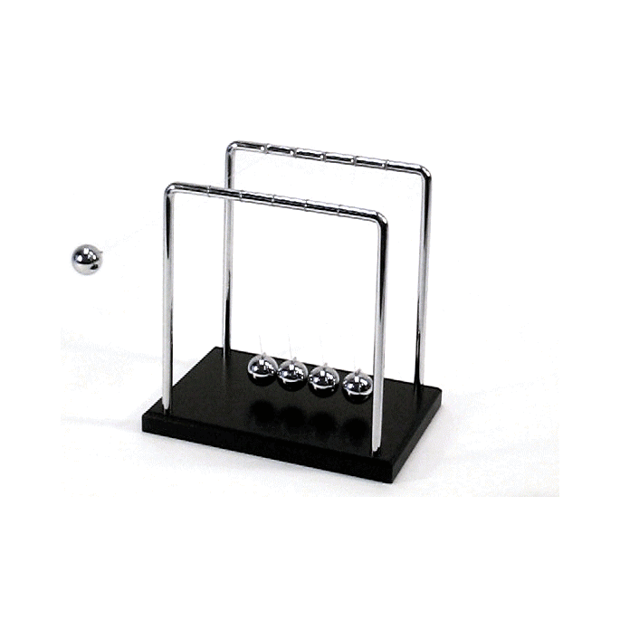 Newton cradle XL - Deluxe Uitvoering - Houten Voet en Metalen Frame - Ballanceerballen