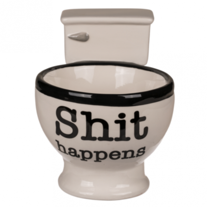 Toilet mok - Met tekst 'Shit happens' - 16 x 12 cm - Shit happens mok - Grappige mok - Originele mok