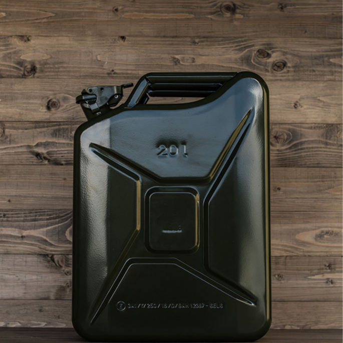 Stalen jerrycan 20L groen, rood en zwart - Jerrycan brandstof - Stalen leger jerrycan