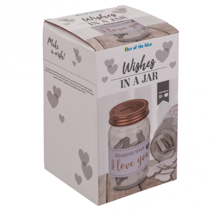 Liefde in een pot - geef een uniek geschenk met de Glazen Weckpot 'Reasons why I love you'.