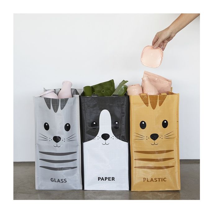 Recycling bag - In diverse kleuren - Retro - Dieren - Tidy Trash
