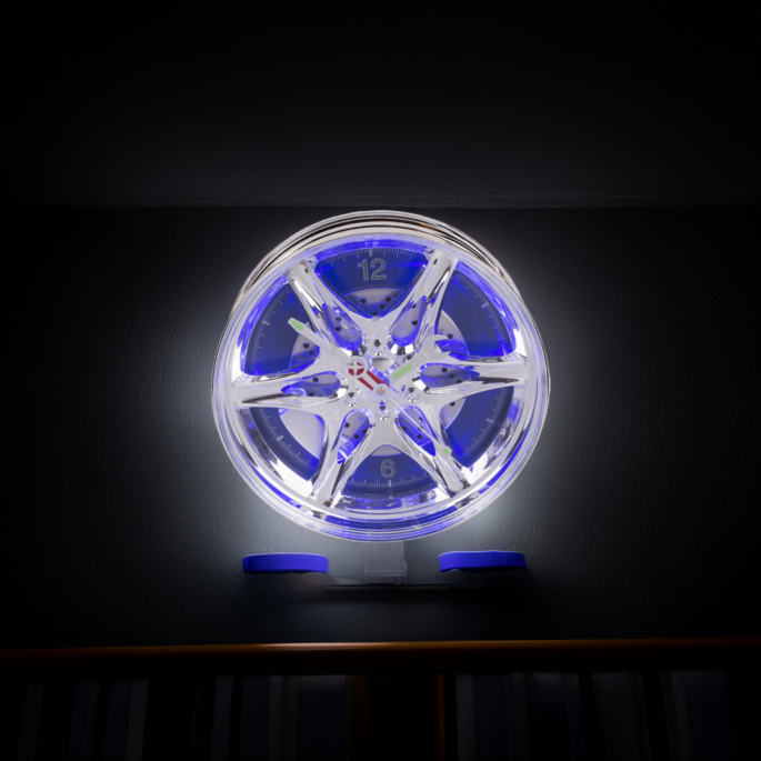 Rim clock with blue LED